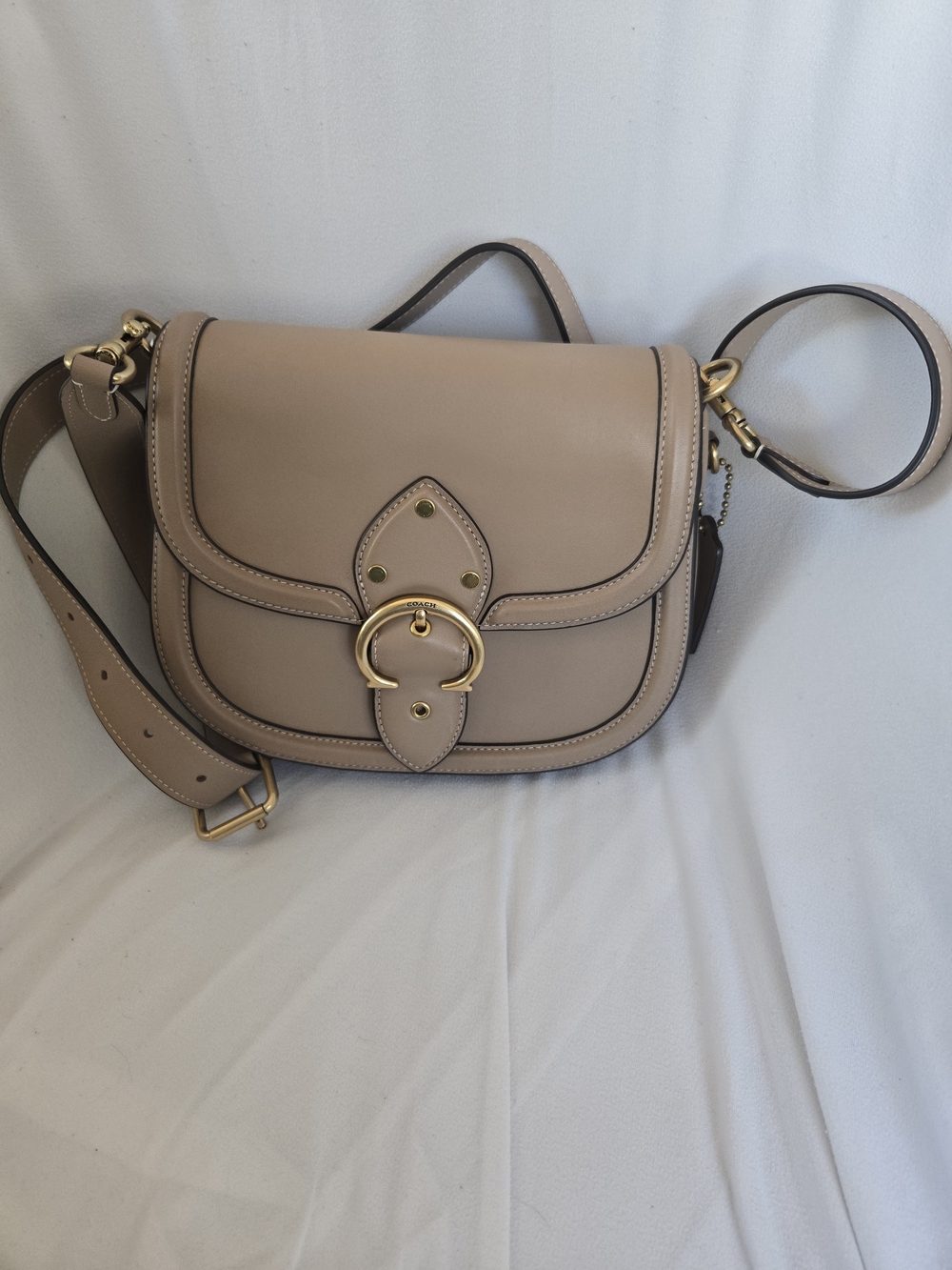 Coach Leather Saddle Crossbody Bag in Taupe - Classic Women's Bag